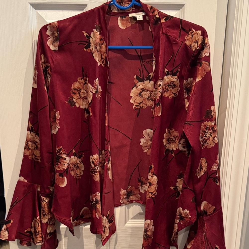 Floral Burgundy Kimono Cardigan